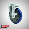 Service Caster 5 Inch SS Blue Polyurethane Swivel Top Plate Caster Set with Brake SCC SCC-SS20S514-PPUB-BLUE-TLB-4